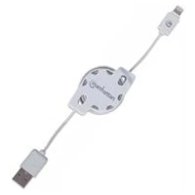 Manhattan iLynk Lightning Cable Retractable 1m White