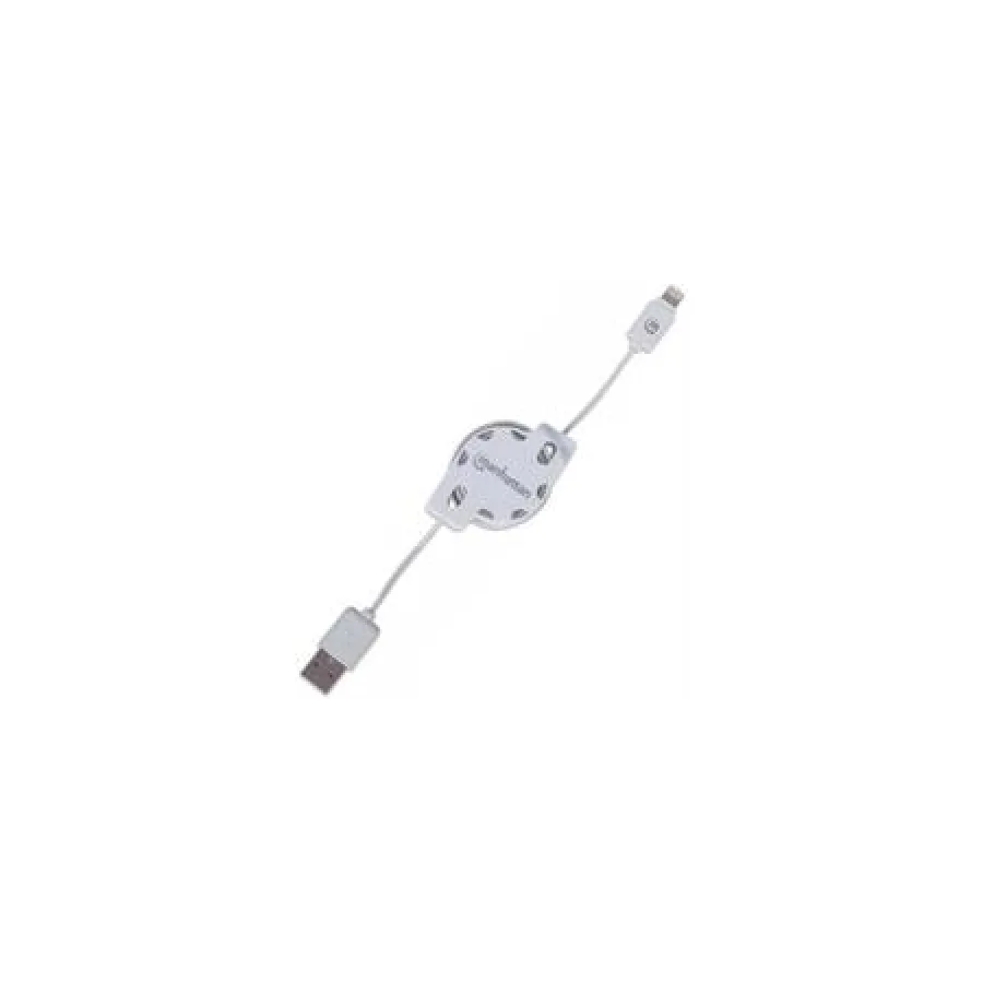 Manhattan iLynk Lightning Cable Retractable 1m White