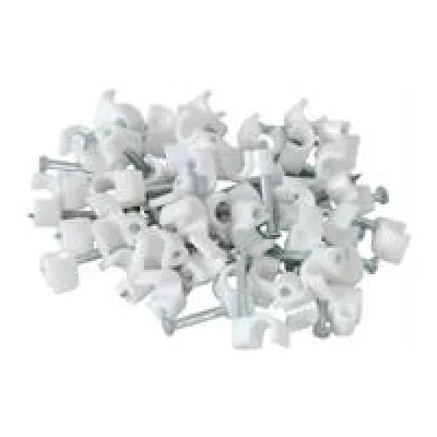 Noble 10mm Round Cable Clips with Nail Pack of 100 White