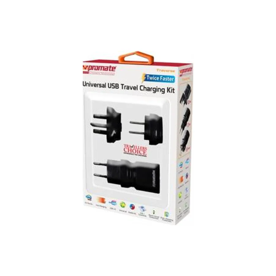 Promate White Traverse Multiregional Travel USB Charger