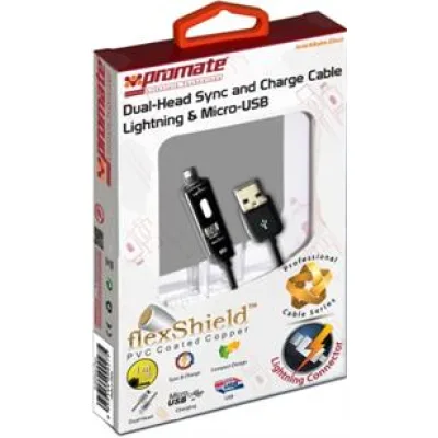 Promate White LinkmateDuo Dual-ended Charge and Sync cable