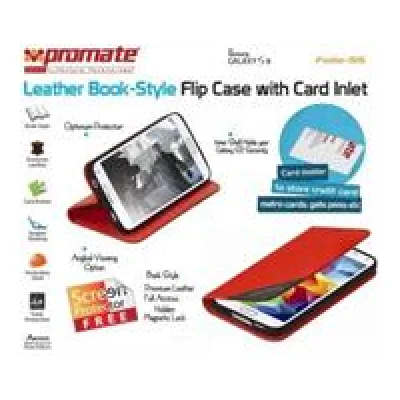 Promate Red Folio S5 Bookcover with inside card pocket