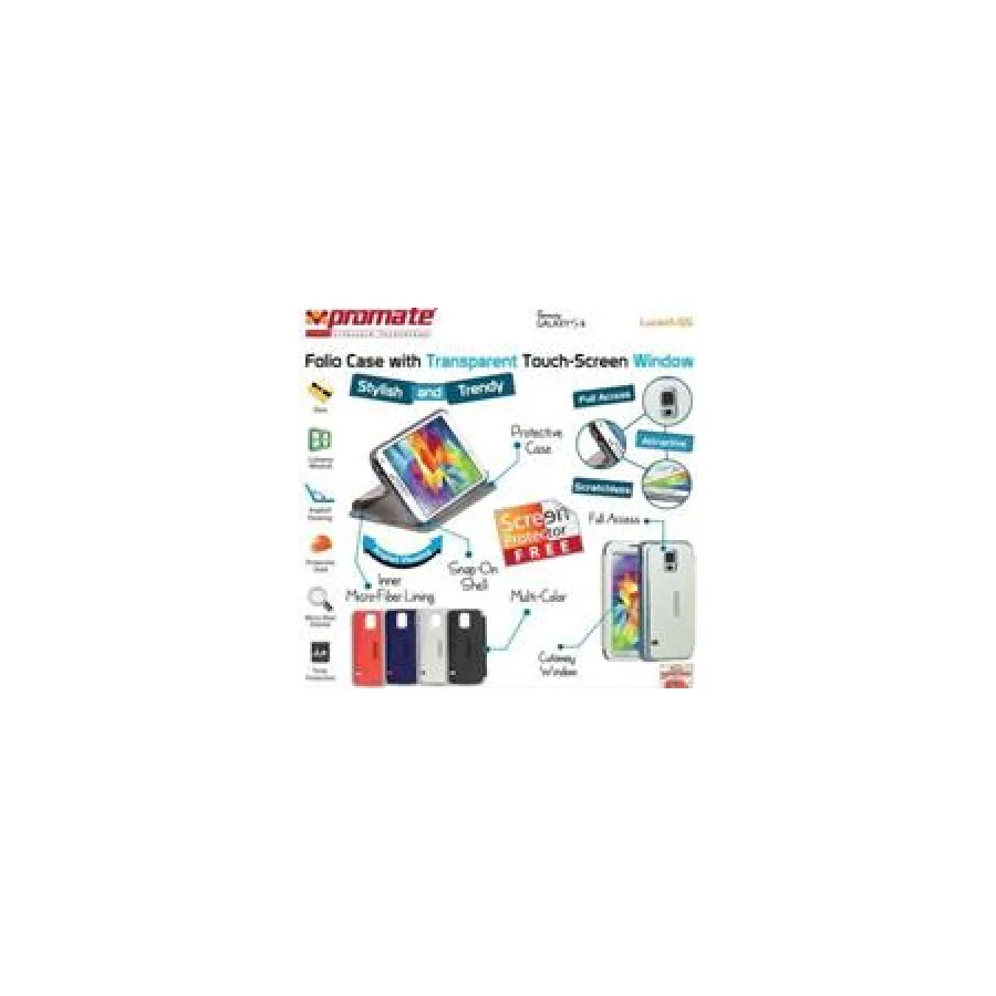 Promate Red Lucent S5 Bookcover with Touch Screen