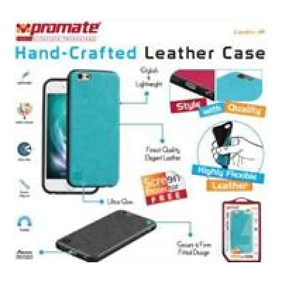 Promate Blue Lanko i6 Leather Flexible SnapOn Case