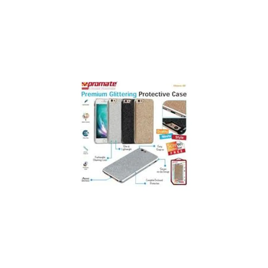 Promate Black Glare i6 Premium Glittering Protective Case