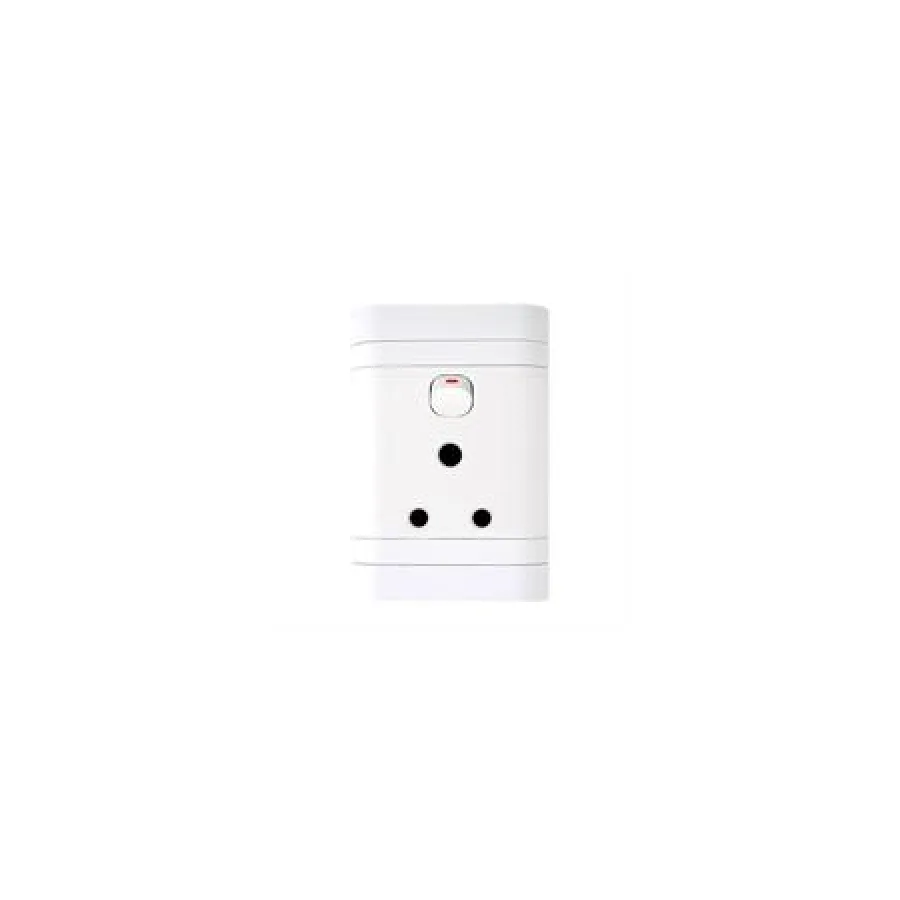 Lesco Single Three-Pin Wall Plug White H100xW50