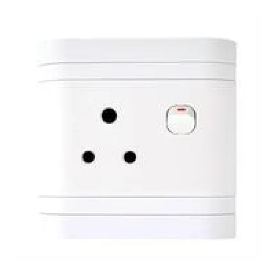 Lesco Single Three-Pin Wall Plug White H100xW100