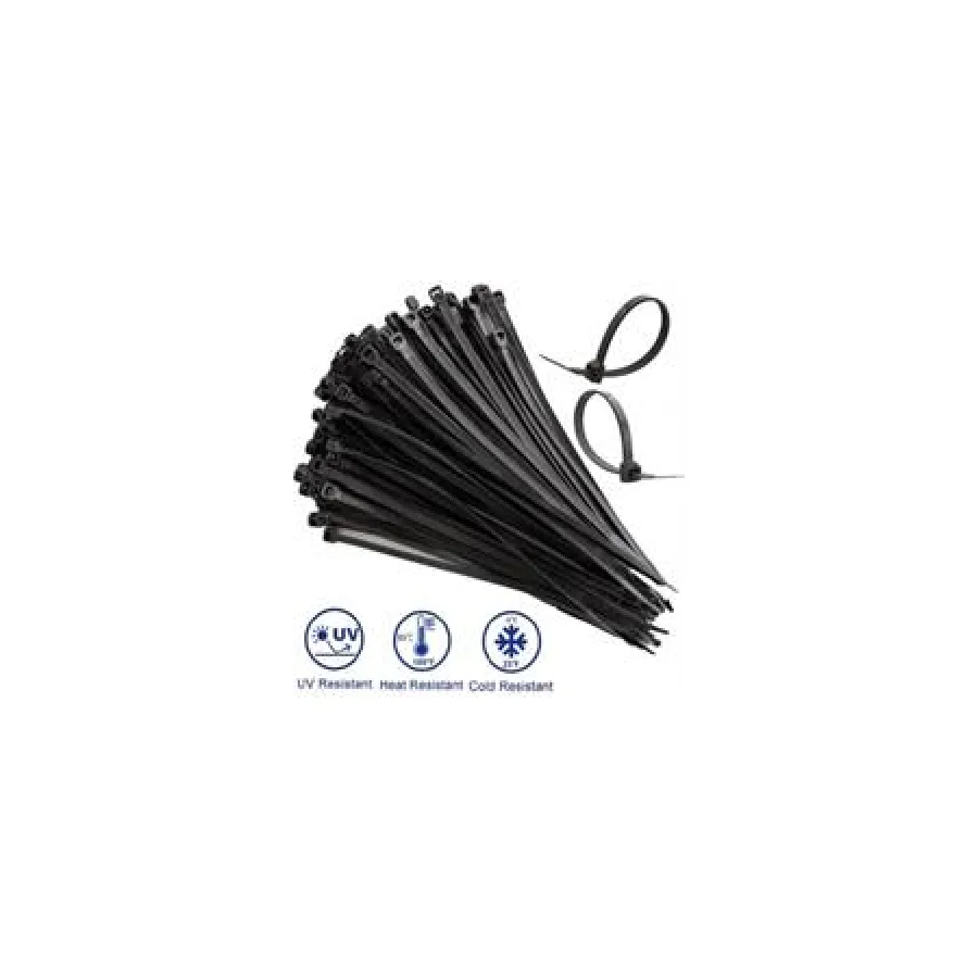 Noble 4.8 x 200mm Pack of 100 Black Nylon Cable Ties