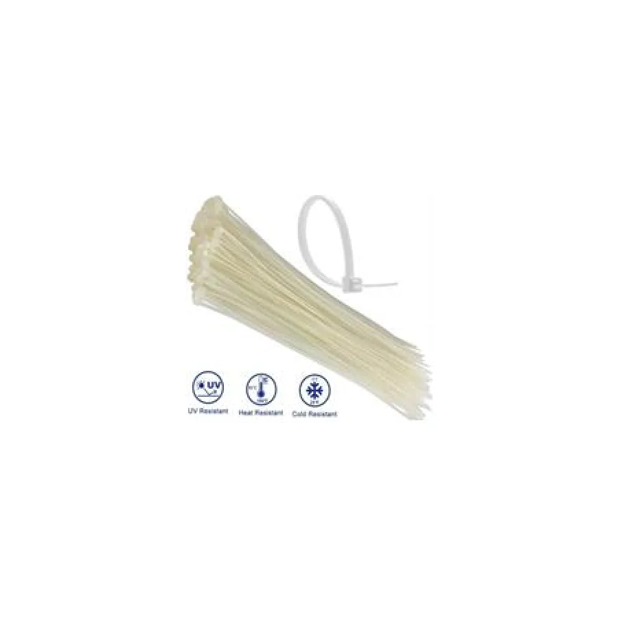 Noble 4.8 x 300mm Pack of 100 White Nylon Cable Ties